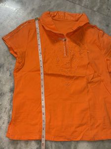 Orange Embroidered Top