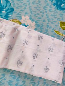 White Dupatta with Grey Print