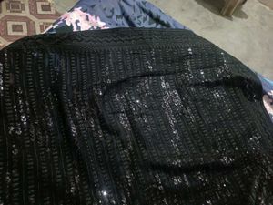 New Black Sequence saree with attached blouse piec