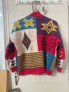 Abstract Vintage Style Patchwork Cardigan