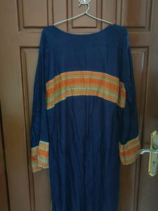 Navy Blue Kurtha With Orange Embroidery 🪡