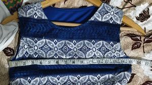 Blue &amp; White Striped Lace Dress