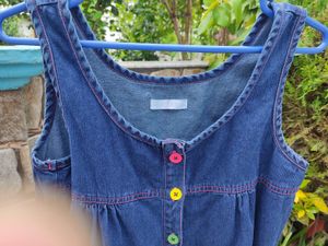 Denim Romper with Colorful Buttons