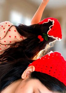 Red cherry crochet bandana