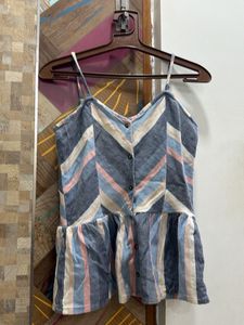 Striped Peplum Cami Top