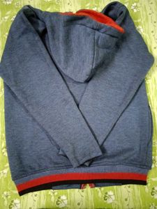 Cool Blue Zip-Up Hoodie With Faux Fur Cap