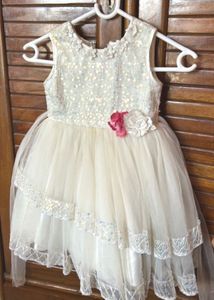 Girls' white Sequin Party Dress