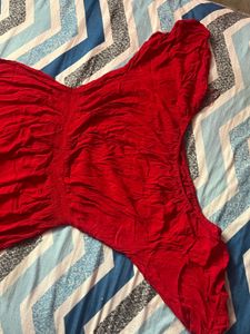 Chic Off-Shoulder Red Midi Dress