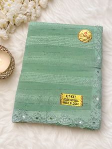 green Fancy Saree with Blouse