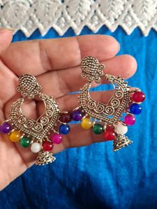 Boho Multicolored Jhumka Earrings