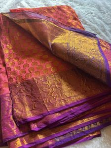 Elegant Pink &amp; Gold Saree🥰