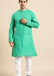 Men's Green Striped Kurta