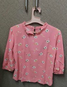 Pink Floral Puff Sleeve Top