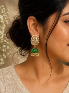Elegant Green Jhumka Earrings