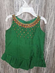 Cute Green Top and Silk Skirt