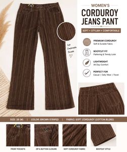 Women's Brown Corduroy Jeans Pants