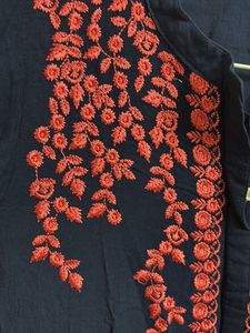 Navy Blue Embroidered Kurta