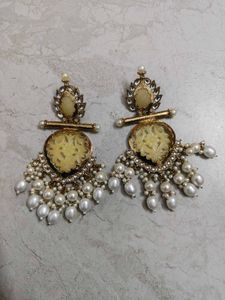 Exquisite Pearl & Stone Dangle Earrings