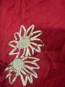 Red Dupatta with Golden Embellishments