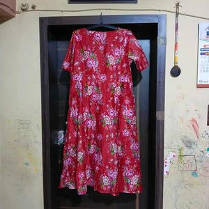 Red Floral Wrap Dress