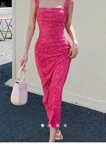 Hot Pink Textured Midi Dress