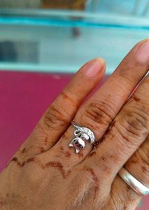 92.5 silver Cute Cat Ring with hallmark