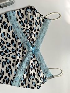 Leopard Print Lace Trim Cami Top