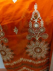 Beautiful 😍🧡 Orenge Saari With Blouse
