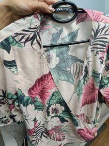 Zara Tropical Print Wrap Top