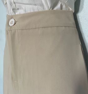 Beige Wide Leg Pants