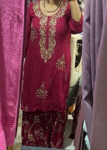 Maroon Embroidered Palazzo