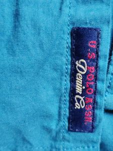 Men's Teal Band Collar Shirt