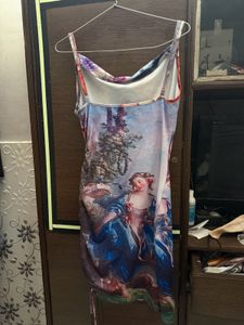 Artistic Renaissance Print Ruched Dress