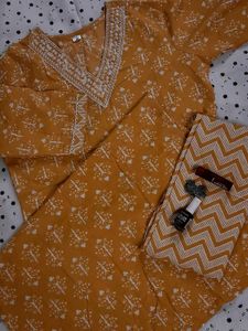 Ethnic Kurta Set - Mustard &amp; White💛🍯