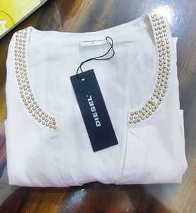Elegant Beaded Neckline Sleeveless Top
