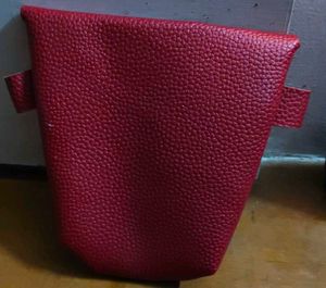 Red Faux Leather Belt Bag with Tassel