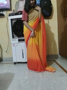 ready to wear Yellow & Orange Ombre Saree