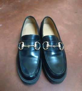 Classic Black Loafers with Gold Horsebit Detail