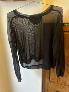 Steve Madden Sheer Mesh Long Sleeve Top