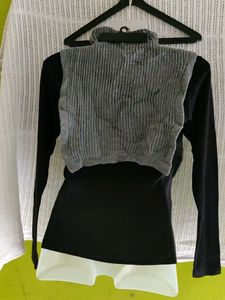Gray Knit Turtleneck Vest