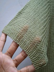 Olive Mesh boxy top