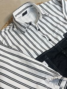 Striped &amp; Black Patchwork Shirt