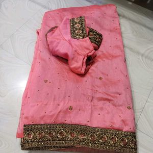 Pink Embellished Saree with Blouse