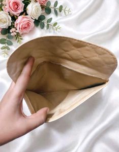 💖 Plum Golden Beige Quilted Envelope Clutch Walle