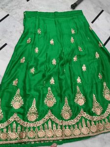 Emerald Green Embroidered Lehenga Skirt