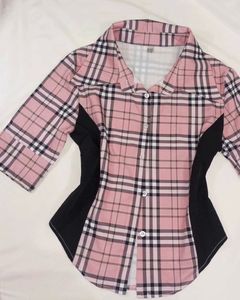 Pink Plaid Button-Up Shirt