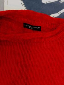 Red Textured Long Sleeve Top