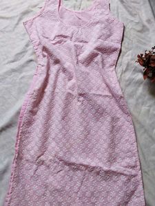 Pink Chikankari Kurta ad bottom pant