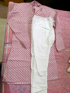 Men's Pink Printed Kurta Set