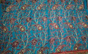 Beautiful Teal Embroidered Silk Saree